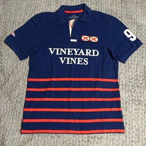NWOT Vineyard Vines Blue whale flag Polo